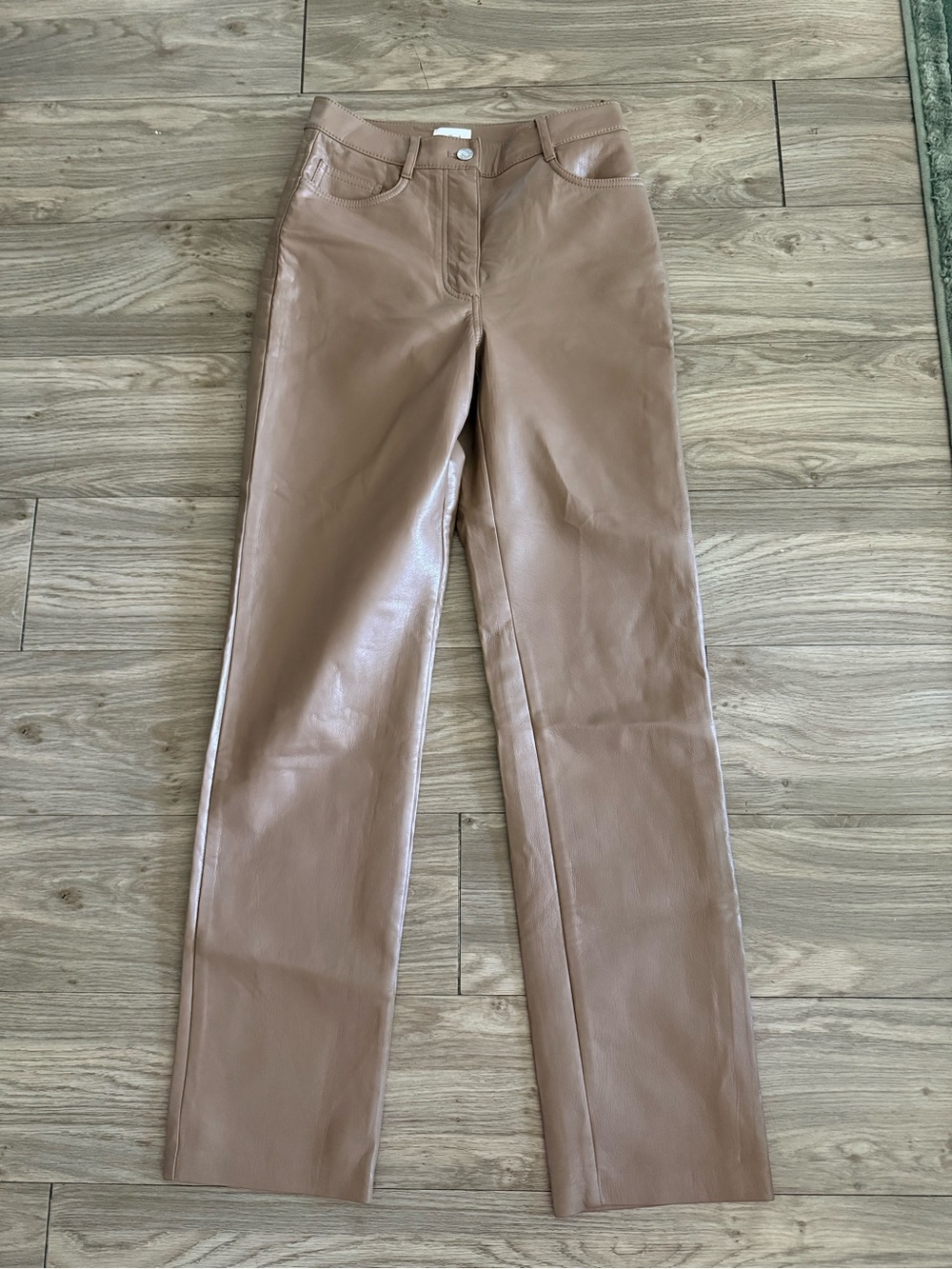 Wilfred Taupe Faux Leather Straight-Leg Pants